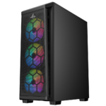Sharx R200B Mid Tower Gaming PC Case – Black (4-Fans) - Image 2