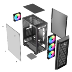Sharx R200B Mid Tower Gaming PC Case – Black (4-Fans) - Image 6