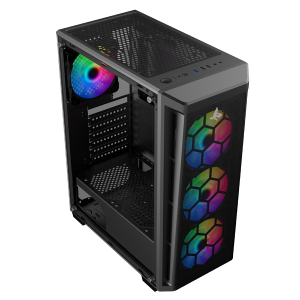Sharx R200B Mid Tower Gaming PC Case – Black (4-Fans)