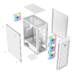 Sharx R200W Mid Tower Gaming PC Case – White (4-Fans) - Image 7