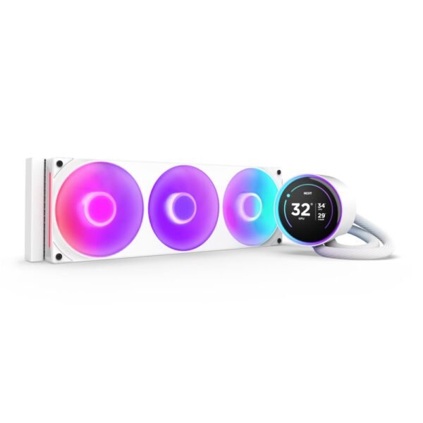 NZXT Kraken Elite 360 RGB – 360mm AIO Liquid Cooler with 2.72″ IPS LCD & RGB, White