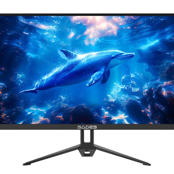 شاشة ألعاب Sades RT-Dolphin SA-F03F27 مقاس 27 بوصة بدقة FHD 1920×1080، معدل تحديث 240Hz، زمن استجابة 1ms، منفذ HDMI 2.1، لوحة IPS مسطّحة – اللون الأسود
