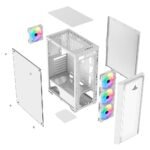 ⁦Sharx STRIKER S200W Mid Tower Gaming PC Case – White (4-Fans)⁩ - الصورة ⁦8⁩