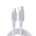 يوجرين كابل USB-C إلى Lightning ذكر/ذكر بقوة 20 واط هيكل ألومنيوم مضفر 1 متر فضي — US304-70523