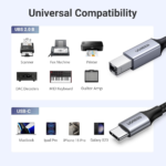 UGreen US370 USB-C to Printer (B) Cable Nylon Braided – 2M - Image 2