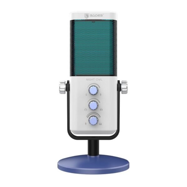 ميكروفون ألعاب سادِس نايت أول SA-M01W بإضاءة RGB - ابيض