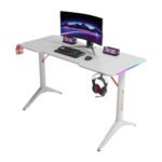 ⁦جاماكس D2408W طاولة ألعاب كاربون فايبر RGB مقاس 140x60x74 سم مع ماوس باد - أبيض (غير شامل التركيب)⁩ - الصورة ⁦2⁩