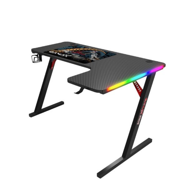 جاماكس P201-RB طاولة ألعاب كاربون فايبر RGB مقاس 140x100x74 سم مع ماوس باد (شكل L - يمين) - أسود (غير شامل التركيب)