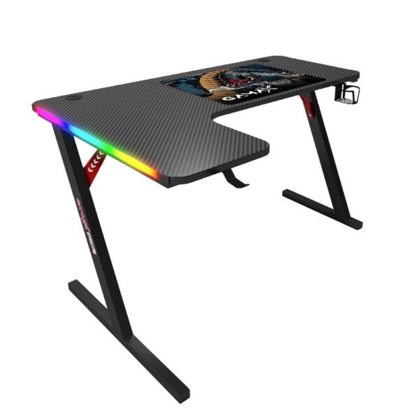 جاماكس P201-LB طاولة ألعاب كاربون فايبر RGB مقاس 140x100x74 سم مع ماوس باد (شكل L - يسار) - أسود (غير شامل التركيب)