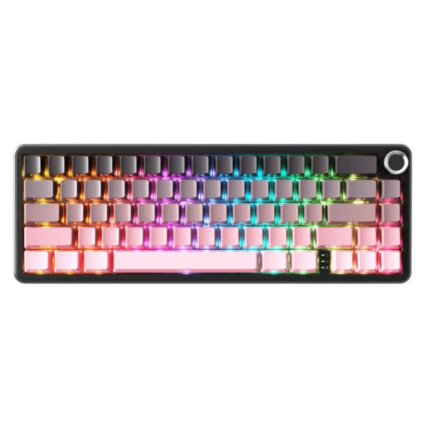 لوحة مفاتيح ميكانيكية لاسلكية ATTACK SHARK X66 بحجم 60% مع أغطية مفاتيح PBT مطبوعة جانبيًا - Pink Blackberry