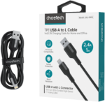 ⁦كابل Choetech XAL-0003 USB-A إلى Lightning بقدرة 2.4 أمبير وطول 1 متر – أسود⁩ - الصورة ⁦2⁩
