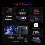 ⁦ASUS 27″ ROG Strix XG27ACMG 2K 270Hz 1ms Fast IPS HDR400 Gaming Monitor, Black⁩ - الصورة ⁦7⁩