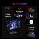⁦ASUS 27″ ROG Strix XG27UCS 4K 160Hz Fast IPS HDR400 USB-C HDMI 2.1 Gaming Monitor, Black⁩ - الصورة ⁦6⁩
