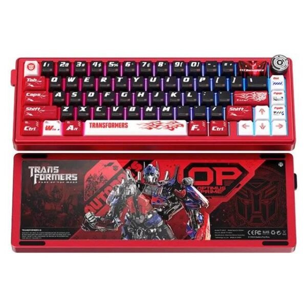 لوحة مفاتيح ميكانيكية من الألمنيوم Transformers TF-GK02 مع إضاءة RGB – إصدار برايم الأحمر (أوبتيموس برايم)