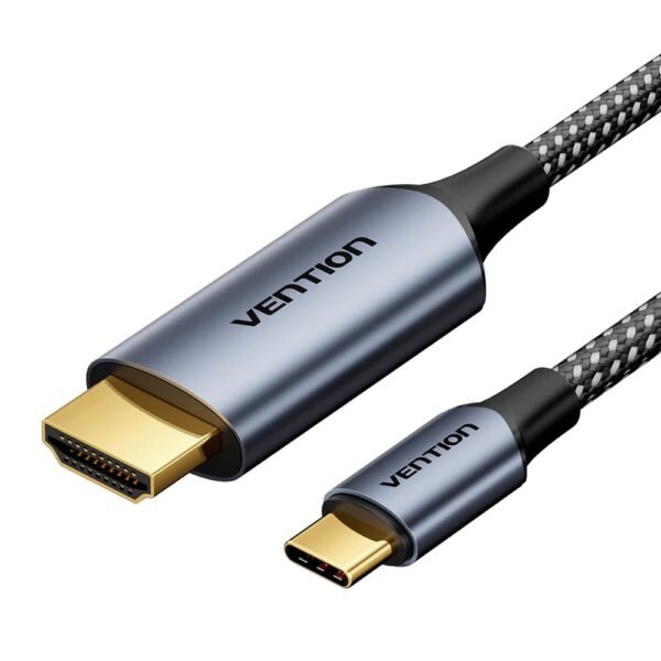 فينتيون كيبل يو إس بي تايب سي إلى إتش دي إم آي بدقة ٤ كي بطول ١.٨ متر بتصميم مجدول وموصلات ألمنيوم
