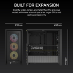 ⁦Corsair FRAME 4000D RS ARGB Modular Mid-Tower PC Case — Black, 3-Fans⁩ - الصورة ⁦2⁩