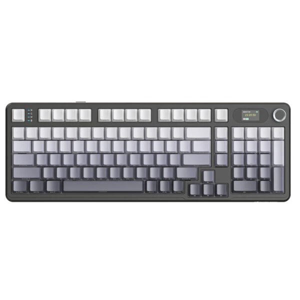 لوحة مفاتيح الألعاب ATTACK SHARK X98PRO بعدد 99 زرًا مع وضع اتصال ثلاثي، وشاشة عرض LED ملوّنة، ولوحة أرقام مدمجة - Gradient Black Blueberry Switch