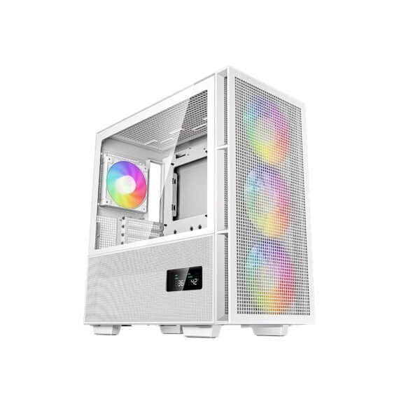 DeepCool CH560 Digital Tempered Glass Mid-Tower PC Case, 4-Fan (White)