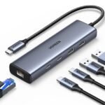 محول UGREEN ‏6-في-1 USB-C مع Ethernet ‏10Gbps ومنفذين USB-C ‏3.2 ومنفذين USB-A ‏(CM512 – 45320)