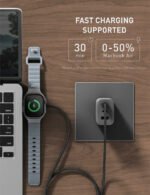 ⁦كابل Energea FLOW DUO للساعات، كابل 2 في 1 من نوع C إلى C + كابل ساعة، بسرعة 480 ميجابت في الثانية، وقوة 60 واط، وطول 1.5 متر - أسود⁩ - الصورة ⁦3⁩