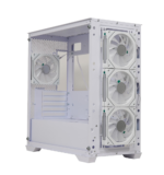 ⁦GPro Premium Mid Tower PC Case – White, 4-Fans⁩ - الصورة ⁦2⁩