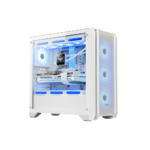 Huntkey GX750A Predator Mid Tower PC Case – White, 4 Fans
