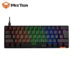 ⁦MeeTion MK005BT Dual Mode Bluetooth Wired 60% Mini Gaming Mechanical Keyboard English-Arabic, Blue Switch⁩ - الصورة ⁦2⁩