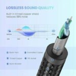 ⁦كابل صوت USB‑C دائري من يوجرين، 3.5 مم M/M، بغلاف ألمنيوم، بطول 1 متر – رمادي داكن (الموديل: AV143 – 30633)⁩ - الصورة ⁦3⁩