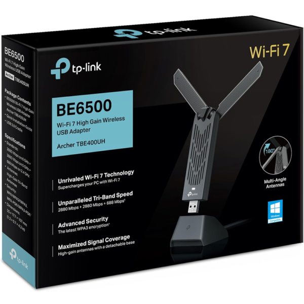 TP-Link TBE400UH BE6500 WiFi 7 High Gain Wireless USB Adapter