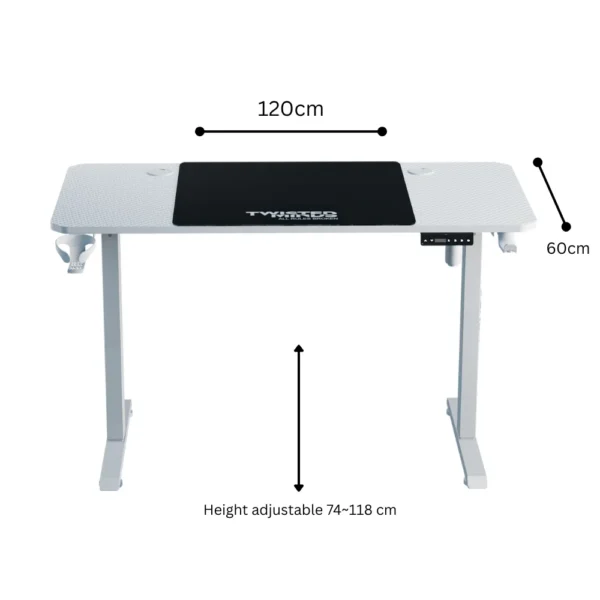 Twisted Minds Paradox Height Adjustable Gaming Desk Electric Table – 120cm (White)