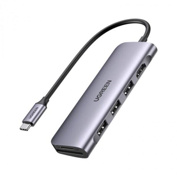 UGreen 6 in 1 multifunctional USB HUB Type C - 3x USB 3.2 Gen 1 / HDMI 4K 60Hz / SD and TF card Reader Gray (60383 CM511) - Level UpUGreenAdapter6957303863839