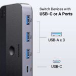 ⁦محوّل Ugreen USB 3.0 switch 2-in-4 switch + 2x USB-A Cable - Black CM662-15705⁩ - الصورة ⁦4⁩
