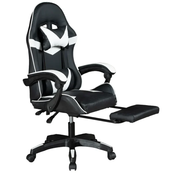Gadgeton Gaming Chair with Footrest – Black/White