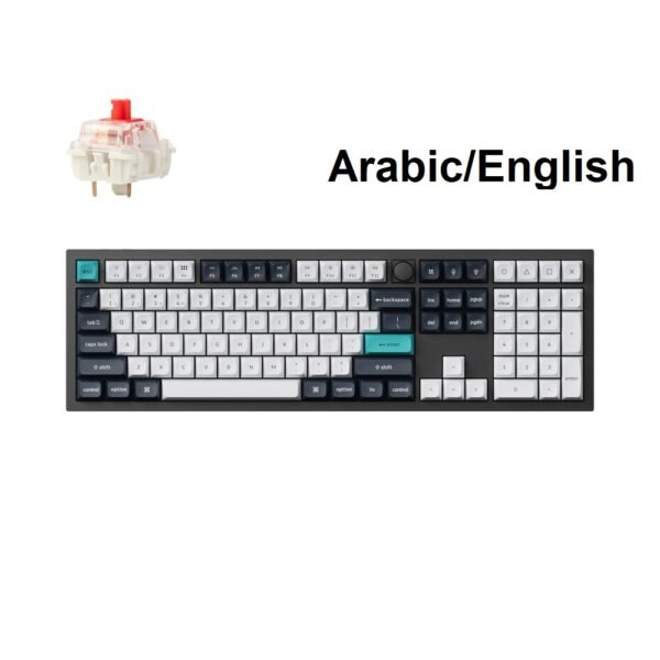KeyChron Q6 Max Full Wireless Customizable Gaming Keyboard Mechanical Red Switch, Q6M-M1, Black – Arabic/English