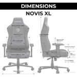 AndaSeat Novis Series (XL) – Linen Fabric Gaming Chair – Ash Gray - Image 3