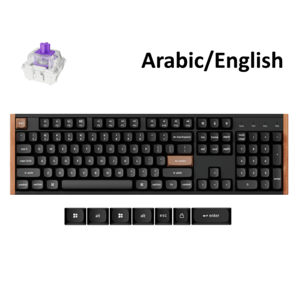 KeyChron K10 HE Full Wireless Customizable Gaming Keyboard Mechanical Magnetic Switch, K10H-F1, Black – (Arabic-English) Special Edition