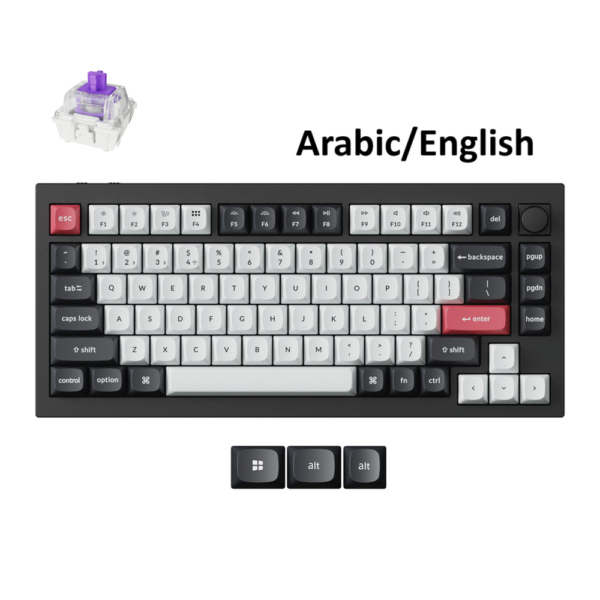 KeyChron Q1 HE 75% Wireless Customizable Gaming Keyboard Mechanical Magnetic Switch, Q1H-M1, Black – Arabic/English