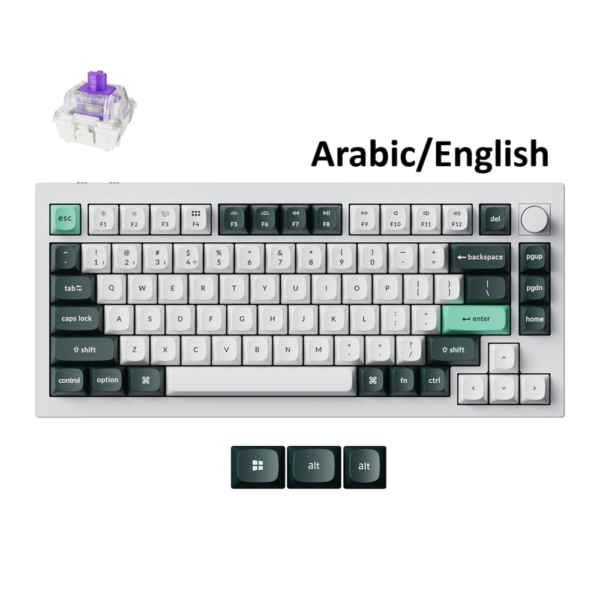 KeyChron Q1 HE 75% Wireless Customizable Gaming Keyboard Mechanical Magnetic Switch, Q1H-P1, White – Arabic/English