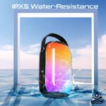 ⁦بروميت مكبر صوت لاسلكي عالي الدقة بقوة عشرين واط مع إضاءة متعددة الألوان وبلوتوث إصدار خمسة فاصلة ثلاثة, أسود⁩ - الصورة ⁦7⁩