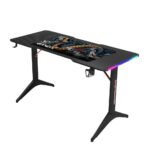 ⁦جاماكس D2208B طاولة ألعاب كاربون فايبر RGB مقاس 140x60x74 سم مع ماوس باد - أسود⁩ - الصورة ⁦7⁩