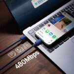 ⁦كابل بيسوس تنجستن جولد للشحن السريع من تايب سي إلى تايب سي بقدرة ١٠٠ واط وطول ١ متر – أزرق⁩ - الصورة ⁦7⁩