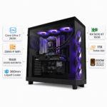 كمبيوتر ألعاب مخصص Core Ultra 7 265KF، Radeon RX 9070 XT 16 جيجابايت، ذاكرة الوصول العشوائي 16 جيجابايت DDR5 6000MT/s، 1 تيرابايت NVMe SSD، Windows 11 Pro