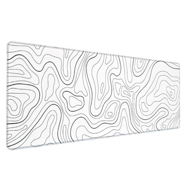 White mousepad with black and gray stripes, waterproof and non-slip, size XXXL (120 x 60 cm)