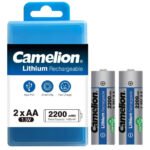 بطارية ليثيوم قابلة لإعادة الشحن من CAMELION: بطارية إدخال من النوع C UB-AA2200-PBH2 (قطعتان/صندوق + كابل 10 سم من النوع A إلى النوع C × 2) بطارية ليثيوم AA قابلة لإعادة الشحن بقوة 1.5 فولت - 1460 مللي أمبير/ساعة / 2200 مللي أمبير/ساعة 782-946