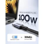 كابل UGREEN USB-C إلى USB-C بغطاء ألومنيوم وتصميم مجدول بطول 2 متر – أسود الموديل: US316-70429 - Image 2