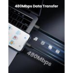 ⁦يوجرين – كابل USB-C إلى Lightning M/M مطلي بالنيكل وغطاء ABS بطول 1 متر (أسود)US171⁩ - الصورة ⁦2⁩
