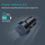 ⁦CHOETECH 40 واط 2-Port PD20W شاحن سيارة سريع معدني بالكامل C0054-V2-SL⁩ - الصورة ⁦4⁩