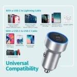 ⁦CHOETECH 40 واط 2-Port PD20W شاحن سيارة سريع معدني بالكامل C0054-V2-SL⁩ - الصورة ⁦6⁩