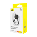 ⁦كابل بيسيوس فري2درو قابل للسحب بتصميم كريستال للشحن السريع ونقل البيانات USB-C إلى M+L+C بقدرة 100 واط وطول 1.1 متر – كلستر بلاك⁩ - الصورة ⁦6⁩