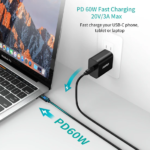 ⁦كابل Choetech CC0004 شحن ونقل بيانات USB-C إلى USB-C بطول 3 متر – أسود، بقدرة 3 أمبير⁩ - الصورة ⁦2⁩